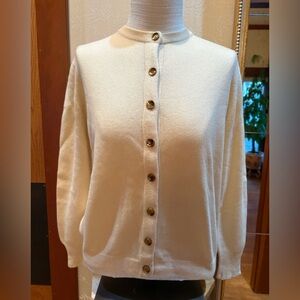 Dalton 100% Virgin Cashmere Cream Button-Up Women's Sweater
